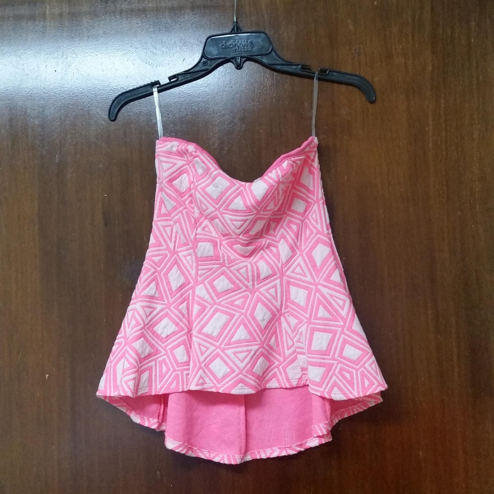 Pink&White. RUE21. Strapless Peplum Top.